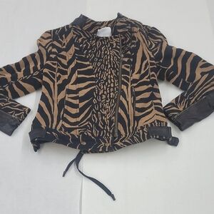 Tracy Reese Zebra Pattern Bomber Jacket